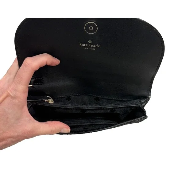 Kate Spade Glittery Evening Bag Wristlet 4 Leaf Clover Closure 3 Compartments - Picture 5 of 9